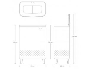 לויזון מרקט,סל כביסה BO מחולק 45+45 ליטר, שחור מט Brabantia,