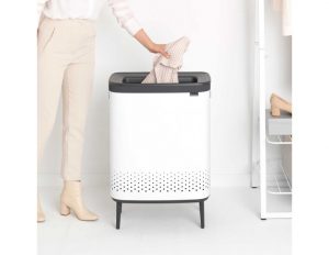 לויזון מרקט,סל כביסה BO מחולק 45+45 ליטר, לבן Brabantia,