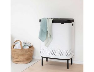 לויזון מרקט,סל כביסה BO מחולק 45+45 ליטר, לבן Brabantia,