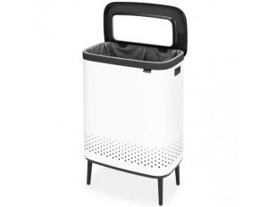 לויזון מרקט,סל כביסה BO מחולק 45+45 ליטר, לבן Brabantia,