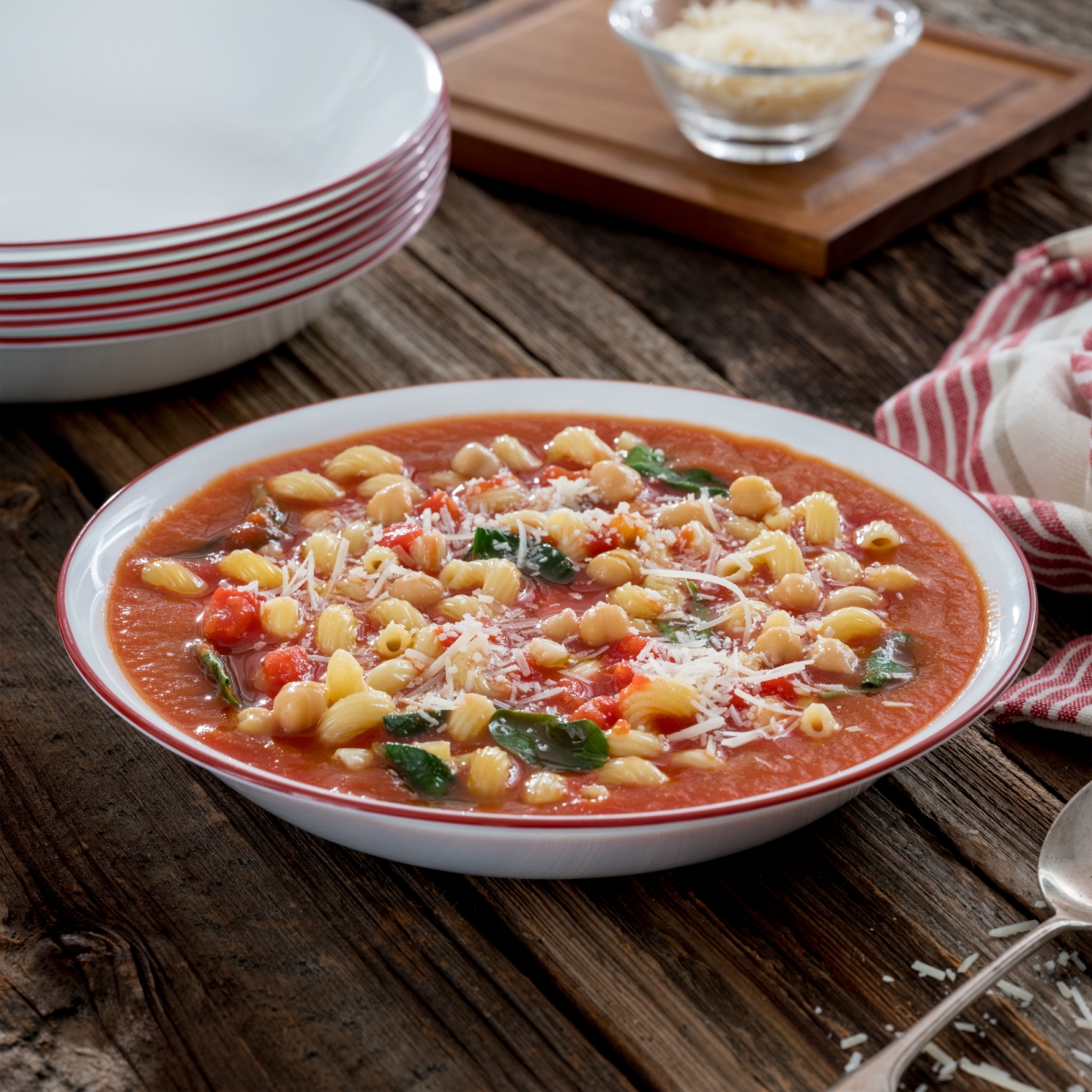 לויזון מרקט,צלחת פסטה 591 מ"ל, פס אדום,