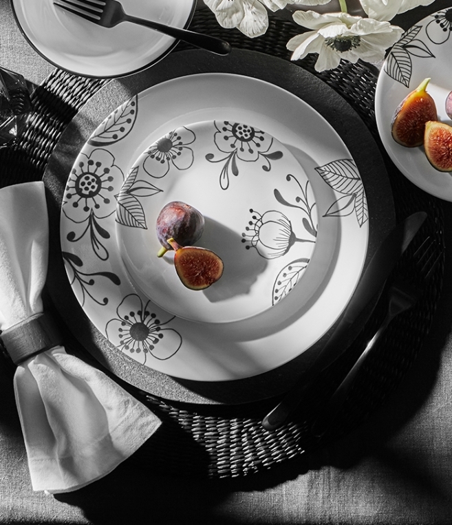 לויזון מרקט,סט צלחות 18 חלקים, Inked Poppy, לויזון מרקט,סט צלחות 18 חלקים, Inked Poppy,