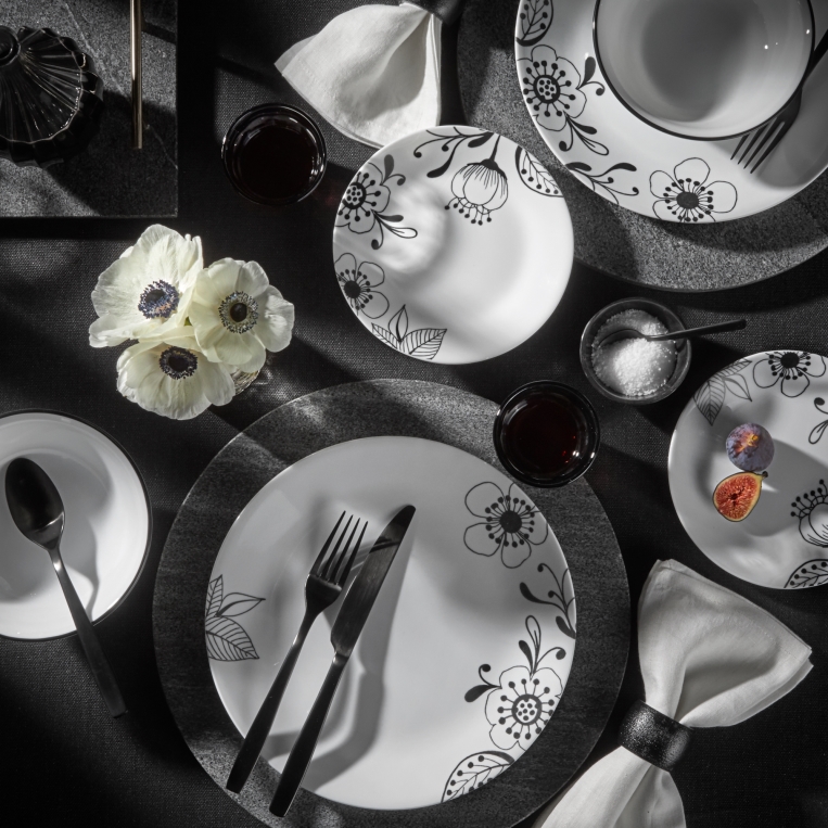 לויזון מרקט,סט צלחות 18 חלקים, Inked Poppy, לויזון מרקט,סט צלחות 18 חלקים, Inked Poppy,