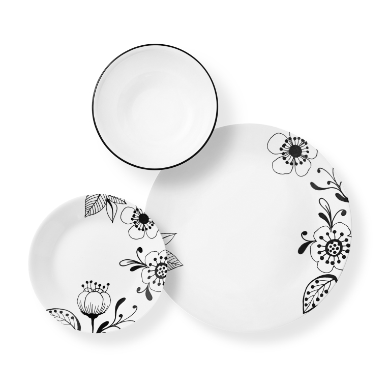 לויזון מרקט,סט צלחות 18 חלקים, Inked Poppy, לויזון מרקט,סט צלחות 18 חלקים, Inked Poppy,