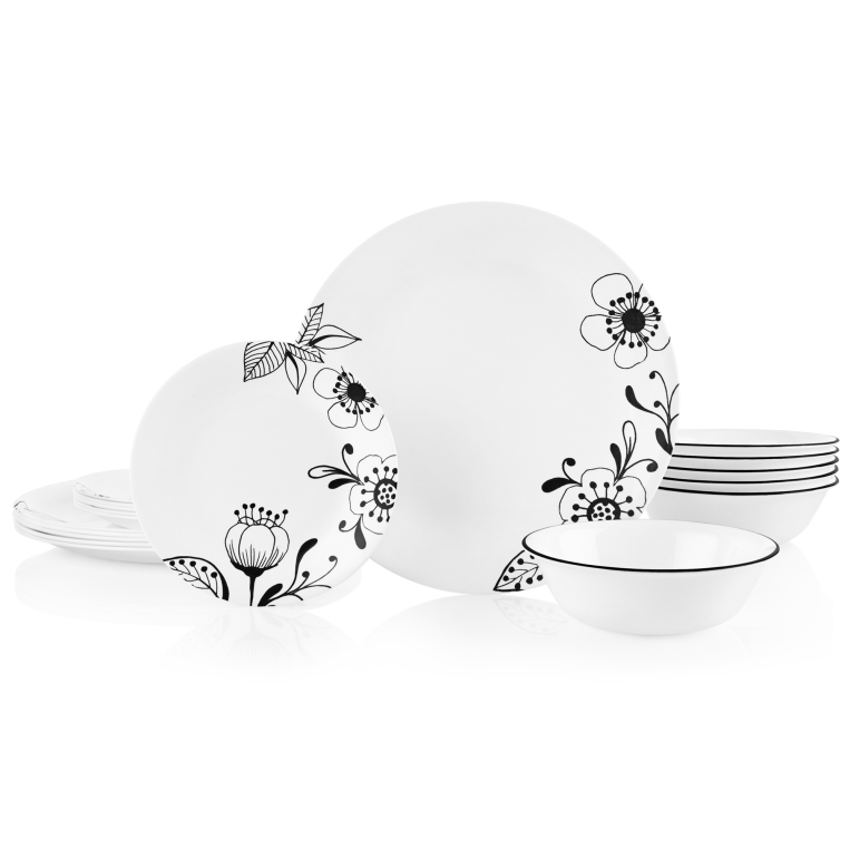 לויזון מרקט,סט צלחות 18 חלקים, Inked Poppy, לויזון מרקט,סט צלחות 18 חלקים, Inked Poppy,