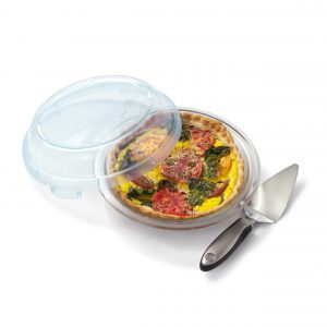 לויזון מרקט,תבנית זכוכית עגולה לפאי עם מכסה OXO,