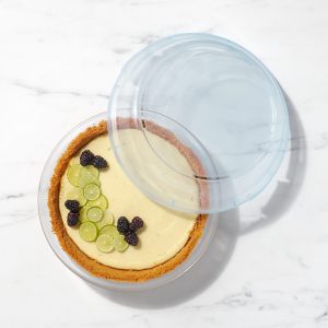 לויזון מרקט,תבנית זכוכית עגולה לפאי עם מכסה OXO,