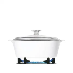 לויזון מרקט,סיר זכוכית מרובע 2 ליטר + מכסה CorningWare Winter Frost White,33