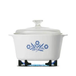 לויזון מרקט,סיר זכוכית מרובע 3 ליטר + מכסה CorningWare Blue Cornflower,33