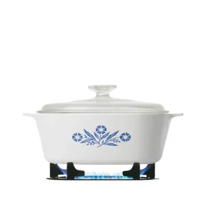 לויזון מרקט,סיר זכוכית מרובע 2 ליטר + מכסה CorningWare Blue Cornflower,33