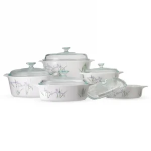 לויזון מרקט,סיר זכוכית מרובע 1 ליטר + מכסה CorningWare Iris,33