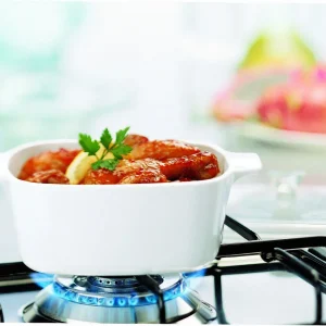 לויזון מרקט,סיר זכוכית מרובע 1.5 ליטר + מכסה CorningWare Winter Frost White,33