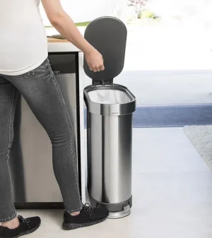 לויזון מרקט,פח דוושה צר, נירוסטה 45 ליטר Simplehuman,