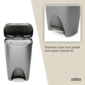 לויזון מרקט,פח עם פדל  50 ליטר "UMBRA "BRIM אפור,