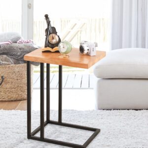 לויזון מרקט,שולחן צד נשכן מלבני עץ טבעי,