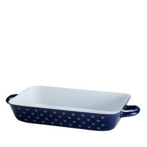 לויזון מרקט,תבנית צלייה ואפייה 33X20 ס"מ אמייל כחול נקודות RIESS,