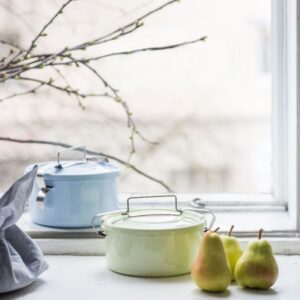 לויזון מרקט,סיר קטן אמייל TO GO עם מכסה הרמטי 1 ליטר תכלת RIESS,