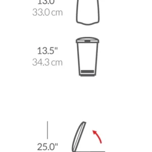 לויזון מרקט,פח פלסטיק דוושה צר, לבן 10 ליטר סימפלהיומן simplehuman,