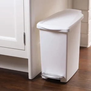 לויזון מרקט,פח פלסטיק דוושה צר, לבן 10 ליטר סימפלהיומן simplehuman,