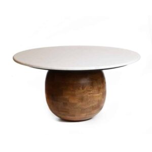 לויזון מרקט,שולחן שיש לבן עגול (2 חל’) רגל עץ כדורית קוטר 80 גובה 40 ס”מ, לויזון מרקט,שולחן שיש לבן עגול (2 חל’) רגל עץ כדורית קוטר 80 גובה 40 ס”מ,